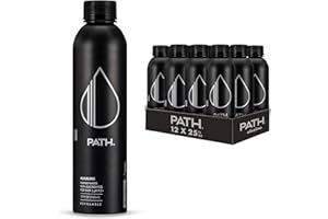 PATHWATER PATH Alkaline Bottled Water - 9.5 pH-Balanced Purified Water with Electrolytes in Aluminum Bottle - BPA-Free, Reusable, Infinitely Recyclable - Pure, Crisp, Refreshing Taste 25 fl oz (Pack of 12)