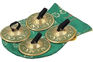 LUNGTA IMPORTS 2 Pairs Pro Brass Fingers Cymbal Zills Belly Dancing Free Silk Pouch (Green)
