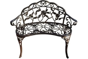KAILI Garden Bench, Metal Aluminum Rose, Suitable for Garden Porch Park Front Porch Balcony Outdoor (Bronzed)