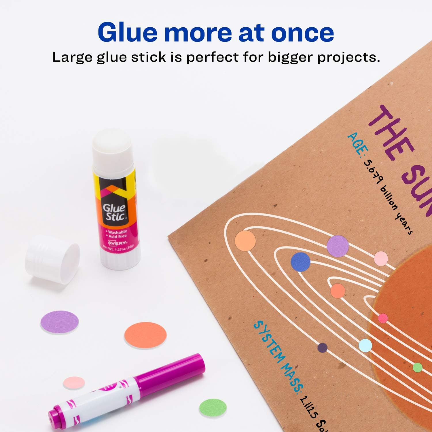 Avery Glue Stick White, Washable, Nontoxic, 1.27 oz. Permanent Glue Stic, 6pk (98073), Clear : Office Products