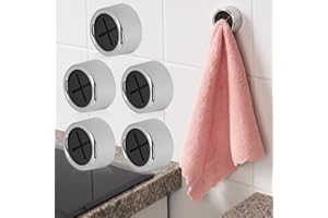 5 Pcs Kitchen Towel Hooks Adhesive, Round Push Towel Hooks for Bathroom Kitchen Home RV Dish Cloth Rag Holder Hand and Dishcl