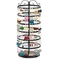 thumbnail interactive-video image 1 of Stand IDavosic.ly 6 Tier Metal Rotating Earring Holder Organizer, 264 Holes Large Stud Storage Display Stands Tree Rack, Adjustable Pierced Hoop Dangle Tower For Women, Bronze Earring Organizer 1 of 1