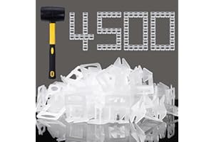 HEILUON Tile Leveling System Clips 1/16 Inch 4500 Piece Tile Spacers Clips and 16 oz Rubber Mallet Hammer .Tile Tools Set for Professional Ceramic and Stone Installation