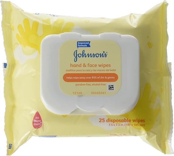 Johnsons Hand and Face Wash Wipes 25 per Pack 6 Packs