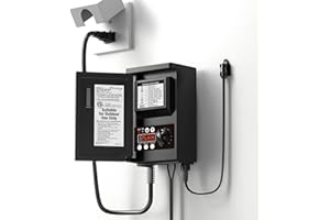 JNAB Malibu Low Voltage Transformer 45 Watt for Outdoor Landscape Lighting with Photocell Sensor Timer and Weather Shield for Spotlight Floodlight Garden Pathway Light 120V AC to 12V AC