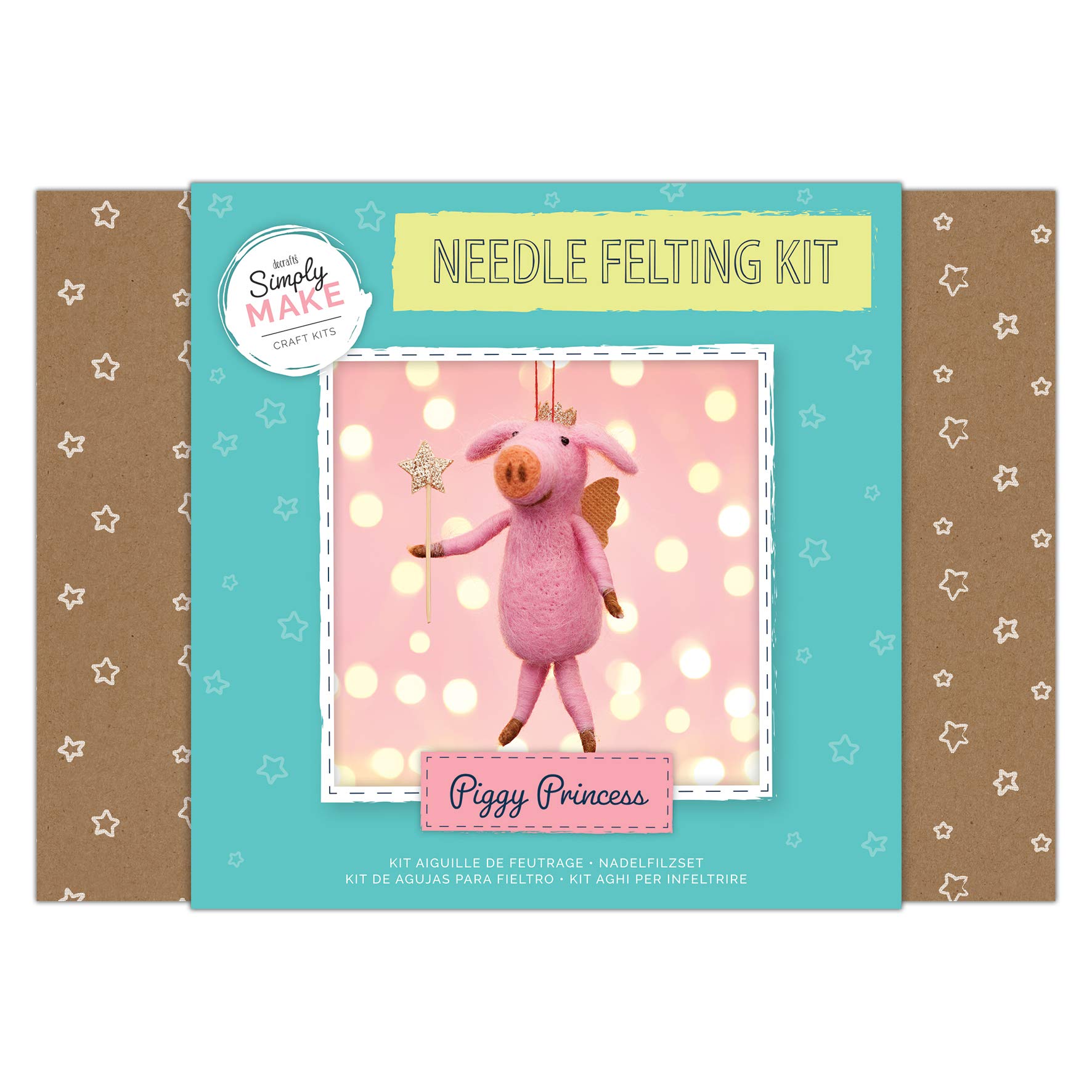 Simply Make Needle Felting Kit - Piggy Princess Design for Kids and Adults, Including Wool, Needles, and All Tools, Perfect for Adult Crafts and Beginners - Needle Felting Art & Craft Kit