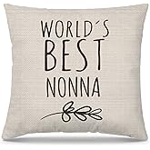 PUHEI Nonna Gifts Pillow Covers 18x18, Best Grandma Gifts for Mother's Day Birthday from Grandkids, World's Best Nonna Decorative Throw Pillow Cover for Home Bedroom Living Room Couch Bed