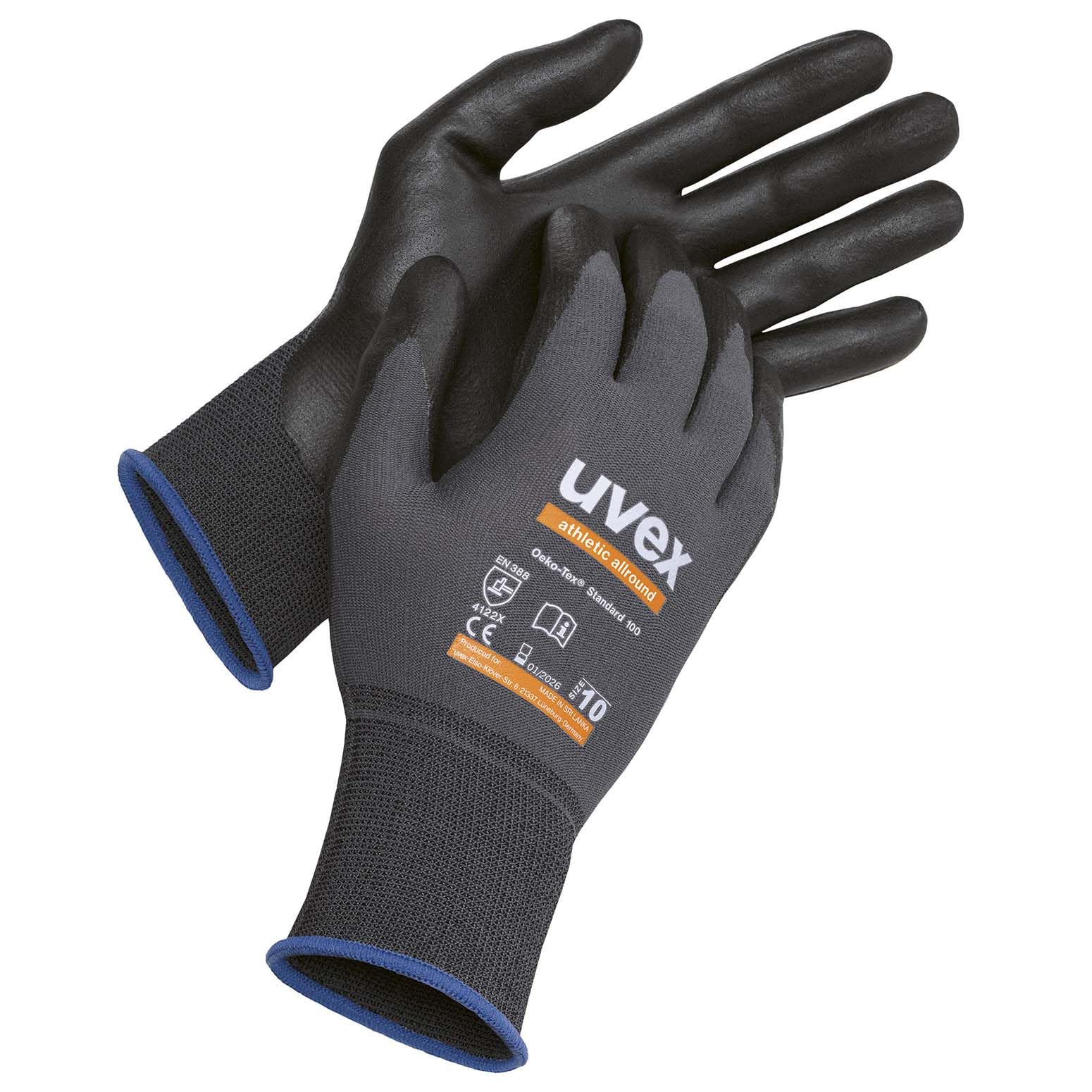 Uvex Unisex Allround Athletic Gloves - anthracite/grey - size 9