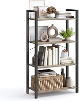 VASAGLE 4-Tier Bookshelf 30 x 66 x 120 cm Industrial Heather Greige