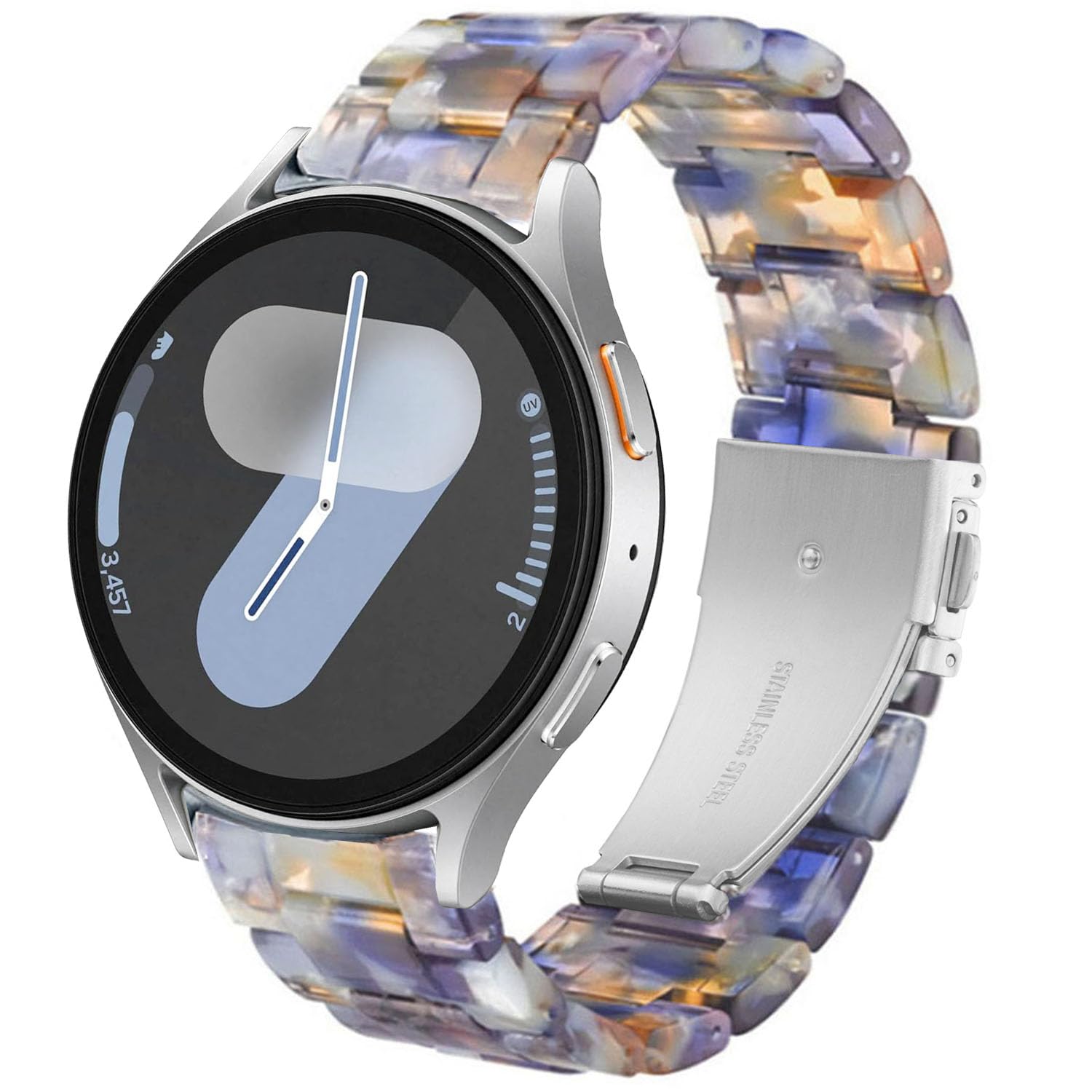 DEALELE Compatible with Samsung Galaxy Watch 6 / 6 Classic / 5 / 5 Pro / 4 / 4 Classic / 3 41mm / Active 2, 20mm Colorful Resin Replacement Strap for Huawei GT2 42mm / GT3 42mm, Ice blue