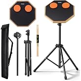 Donner Drum Practice Pad Kit 10 in Snare Drum Pad Stand Set for Drummers | Dual Zone Silent Drumming Pad for Beginners with 5A Maple Drumsticks, Adjustable Stand Storage Bag, Black