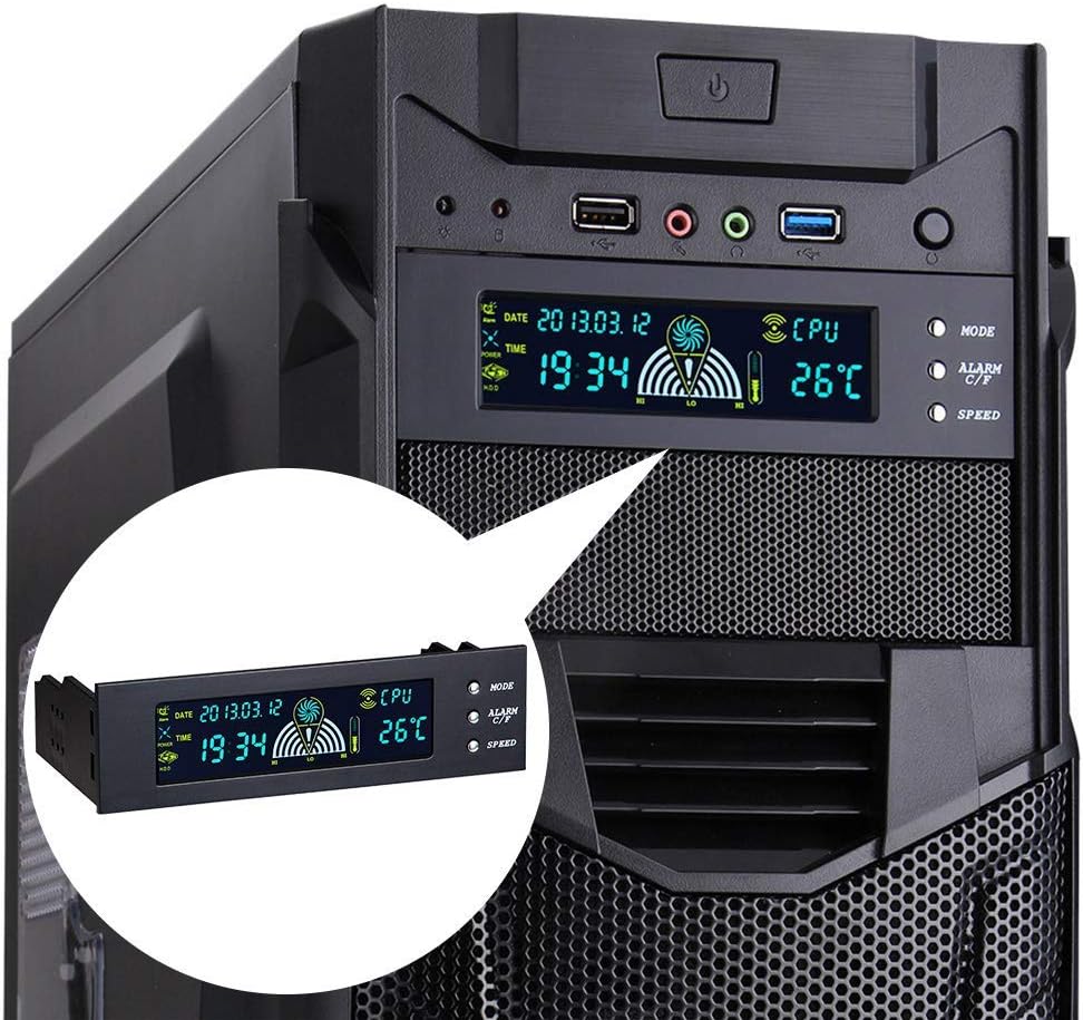 5.25 inch PC Fan Speed Controller Temperature Display LCD Front Panel