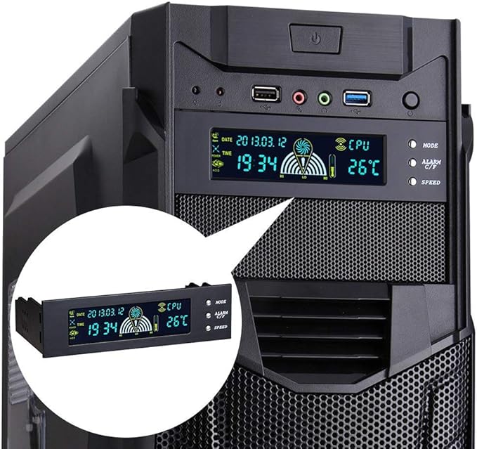 5.25 inch PC Fan Speed Controller Temperature Display LCD Front Panel