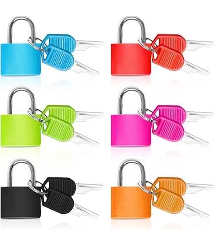 Lot De 12 Mini Cadenas Multicolores Avec Clés - 23x34mm - Pour Bagages, Sacs à Dos, Casiers, Boîtes - Sécurité Et Identification