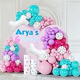 ECEAE 127Pcs Dog Paw Balloon Arch Garland Kit with Bone and Paw Print Balloons – Pink, Purple, and Teal Blue Decorations for Puppy-Themed Birthday Parties, Girl Birthday Decorations