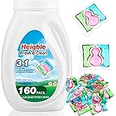 Heigble 160 Count Laundry Detergent Pods Bulk 3 in 1 Washing Machine Detergent Pods Ultra Concentrated Tackles Tough Odors, Remover Powerful Decontamination, Fragrance Enhancement