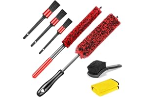 Fitosy Car Wheel Rim Tire Brush Set, Detailing Wash Kit, Long Soft Detail Brushes Accessories Tool for Automotive Cleaning Wheels, Interior,Exterior,Dirty Tires