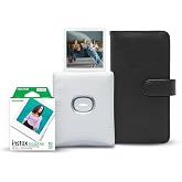 Instax Square Link Smartphone Printer Starter Kit - Ash White with Album and Instax Square Film (10 Exposures)