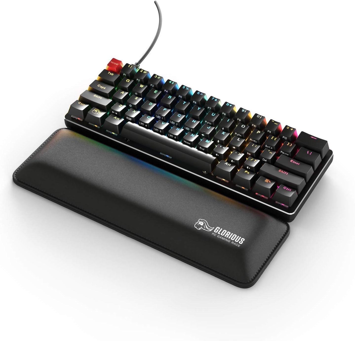 Glorious Gaming Wrist Pad/Rest - Compact - Black - Mechanical Keyboards, Stitched Edges, Ergonomic | 12x4 inches | 25mm/1in Thick (GWR-75) Compact (Black): Computers & Accessories
