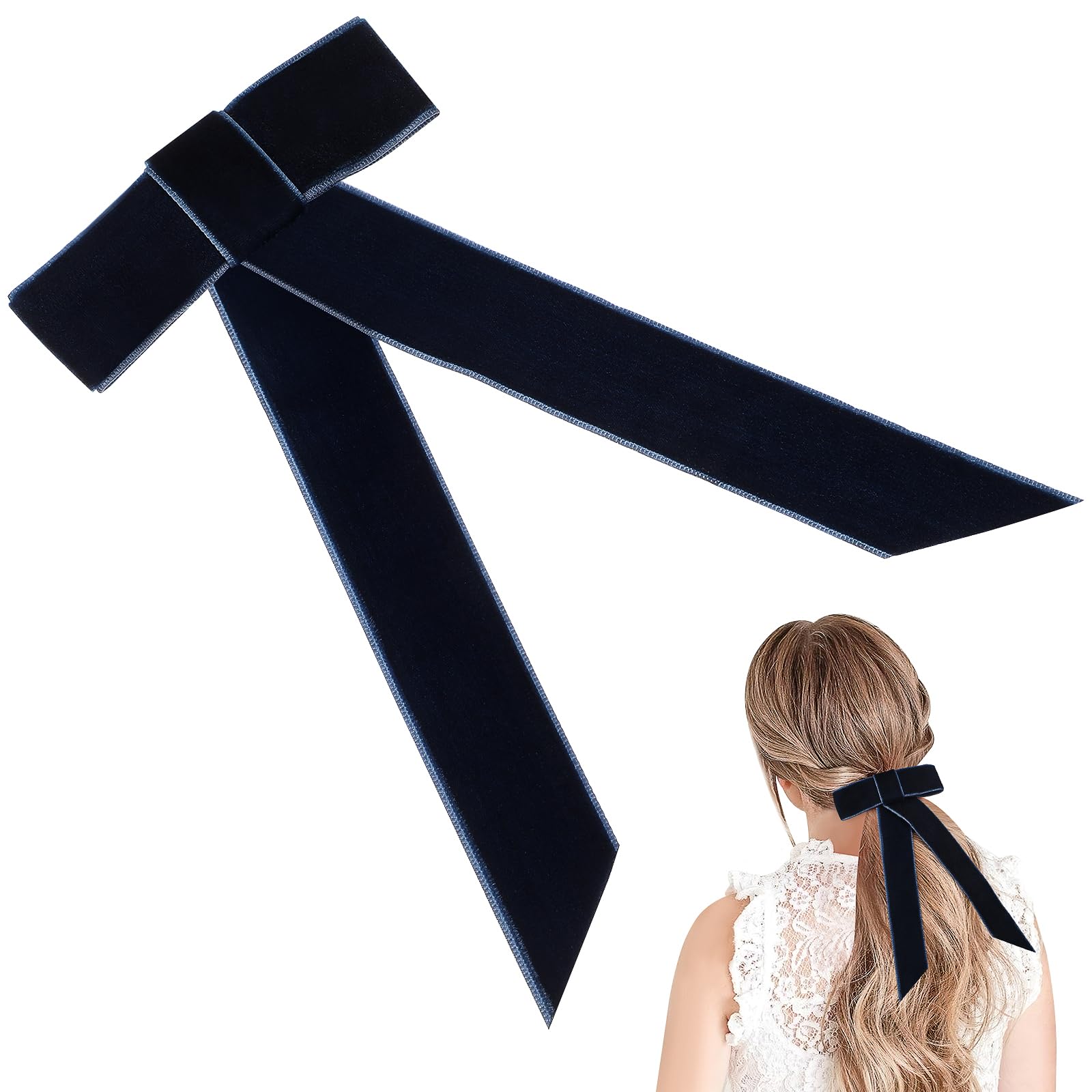 minkissy Large Velvet Hair Bow Clips - Bowknot Hair Clip Velvet Hair Bow Barrettes Satin Ribbon Hair Bow Collection for Women Girls ()