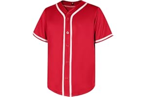 babyhealthy Mens Blank Baseball Jersey Button Down Shirts Plain Hip Hop Hipster Tshirts Softball Sports Active Tee