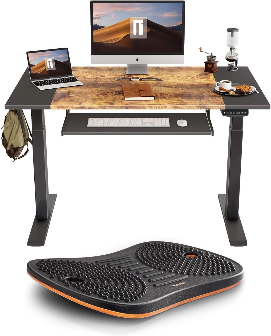 best standing desks on amazon on Amazon Com Fezibo Dual Motor Standing Desk With Pull Out Keyboard Tray 48 X 24 Inches Splice Board Anti Fatigue Mat Wooden Wobble Balance Board Medium Obsidian Black Kitchen Dining