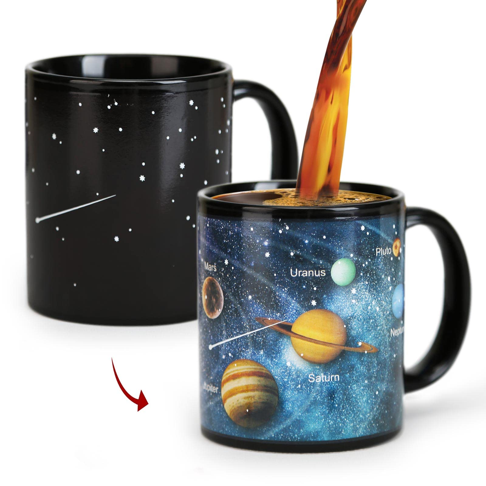 Heat Changing Mug 11oz Ceramic Solar System Coffee Cup, Space Gifts for Men, Astronomy Novelty Gifts for Him Boyfriend