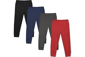 Resinta 4 Packs Toddler and Boys 100% Cotton Pants Kids Sport Pull on Jogger Pants 2T-6Year