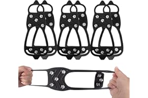 Sfee Ice Cleats, Anti-Slip Traction Grips for Shoes and Boots, Snow and Ice Crampons, Black