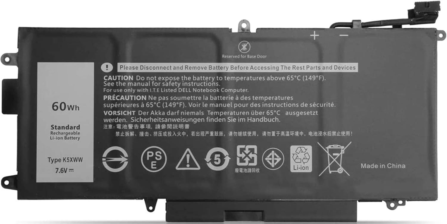 ASKC 60Wh K5XWW Laptop Battery for Dell Latitude 7389 5289 E5289 7390 2-in-1 L3180 Series Notebook 6CYH6 71TG4 725KY N18GG J0PGR 7.6V 4-Cell
