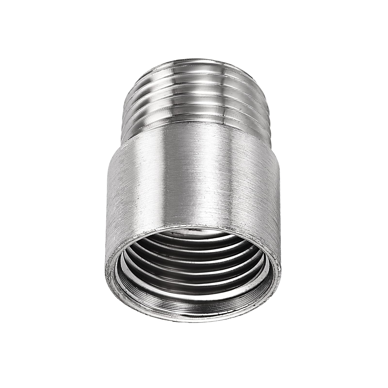 DTGN 1.18"x0.94"(LxD) Shower Head Extension Tube Pipe Fittings - 1Pack - Good for Bathroom - 1/2PT Male to 1/2PT Female Shower Arm Extension - Silver