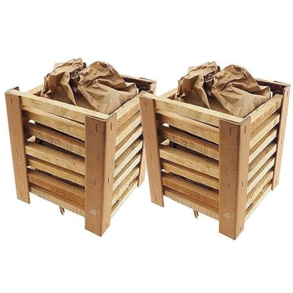 2x KROLLMANN Grillanzündkamin aus Holz inklusive Briketts, selbstzündende Grillkohle Grillanzünder