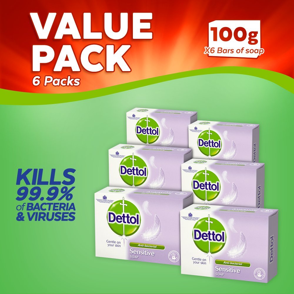 Buy Dettol Bar Soap Sensitive 100g Pack of 6 Online at Low Prices in