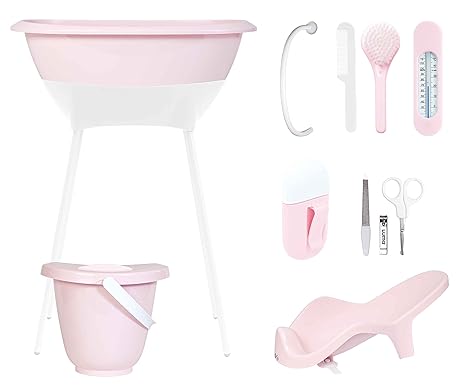 LUMA Babycare L10311 Bade und Pflegeset - Badewanne, Wannenständer, Badewannensitz, Windeleimer, Badethermometer, Kamm und Bü