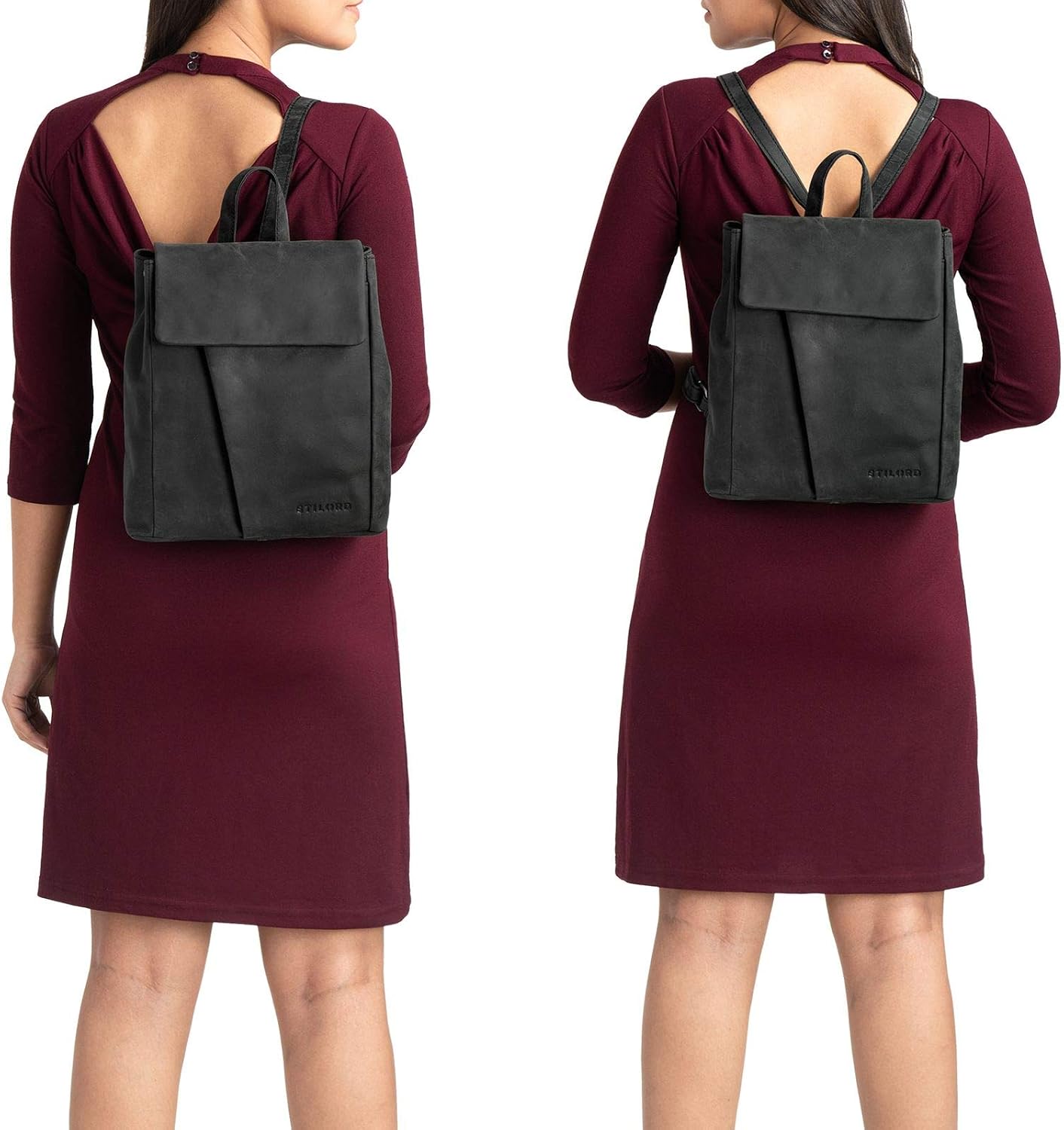 STILORD 'Anita' Women's City Daypack Leather Small Backpack Vintage Handbag for iPad 9.7 Inch Ladies Daypack City Shopping Genuine leather - Image 4