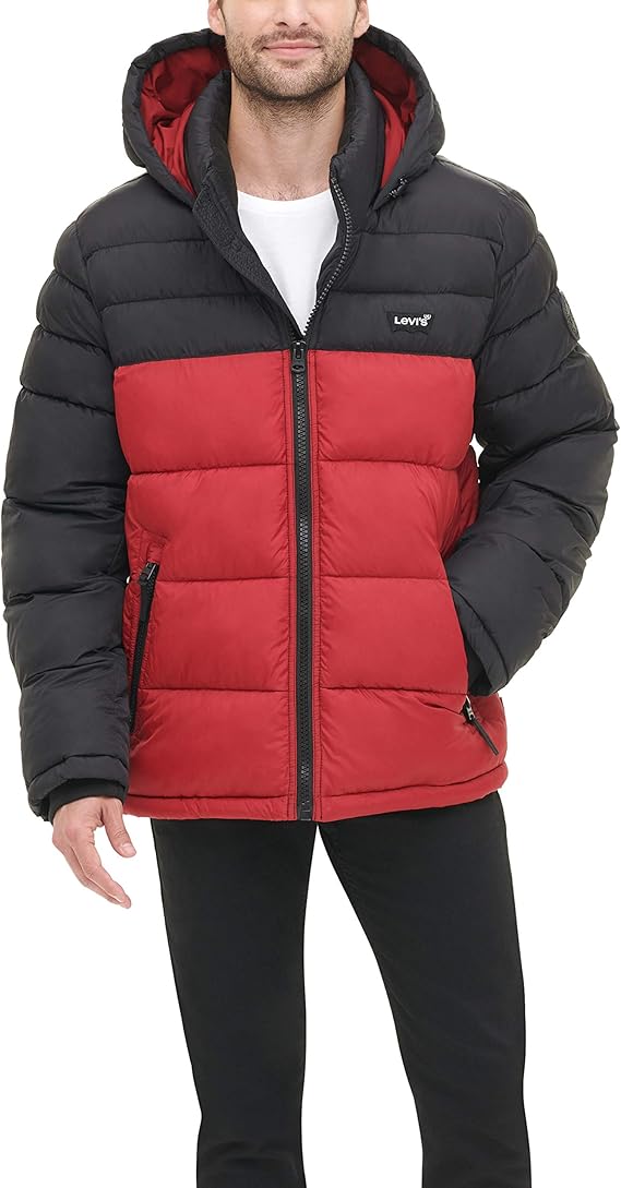 Levi's mens Midlength Quilted Performance Hoody Puffer Jacket at