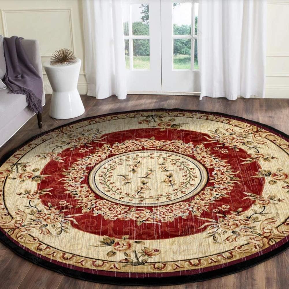 OUTGYM Vintage Round Rug 120 X 120 Classic Medallion Carpet in Persian Style Oriental Floral