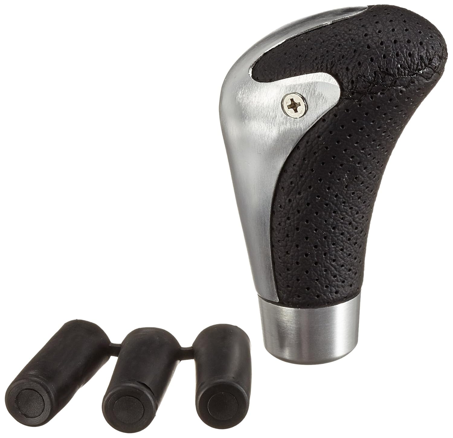 Akhan SK401 Leather Gear Stick Knob silver with black Stitching and