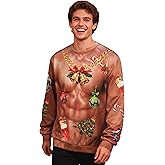 Kosgraiy Ugly Christmas Sweatshirt for Men Women Funny 3D Print Pullover Long Sleeve Xmas Sweater Shirt
