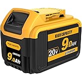20V Max 9.0Ah High Capacity Replacement Battery Compatible with Dewalt 20V Max DCB200 DCB203 DCB204 DCB206 DCB209 Cordless Po