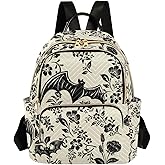 NCRJCZQL Goth Bat Flowers Quilted Backpack Purse for Women Fashion Small Backpack Shoulder Bag Travel Casual Daypack S