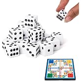 Standard Dice, 16mm Bulk White Opaque Black Pips Six Sided Dice Set, for Rolling, Board Games (20PCS)