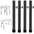 Laowu Table Leg Extenders for Folding Tables, Folding Table Leg Extensions for Straight and Bent Legs, Heavy Duty Steel 4 Levels Adjustable Folding Table Leg Risers, Raise Table Height