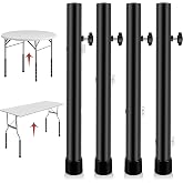 Laowu Table Leg Extenders for Folding Tables, Folding Table Legs Extensions for Straight and Bent Legs, Heavy Duty Steel 4 Levels Adjustable Folding Table Leg Risers, Raise Table Height
