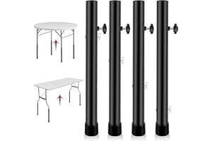 Laowu Table Leg Extenders for Folding Tables, Folding Table Leg Extensions for Straight and Bent Legs, Heavy Duty Steel 4 Levels Adjustable Folding Table Leg Risers, Raise Table Height