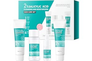 Skin Care Kit, Salicylic Acid Skincare Set, Skin Care Routine Kit with Face Cleanser, Toner, Facial Serum, Face Cream, Travel