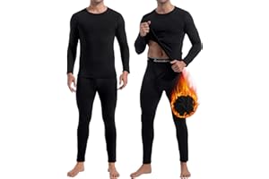 CL convallaria 2 Pack Thermal Underwear for Men Long Johns Fleece Lined Base Layer Set Winter Bottom Top 2XS-6XL