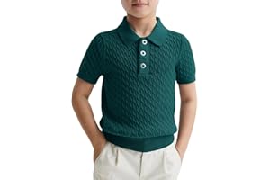 Haloumoning Boys Cable Knit Polo Shirt Kids Short Sleeve Sweater Fashion Pullover Tops Clothes 5-14 Years