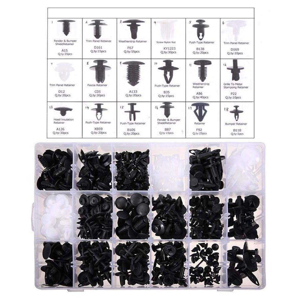 415Pcs Push Retainer Set -18 Sizes Car Auto Push Pins Rivet Bumper Trim Panel Clips Assortment for Automotive Bumper Fastener/Retainer Clips/Trim Panel/Replaces Rivet Set with Plastic Storage Case
