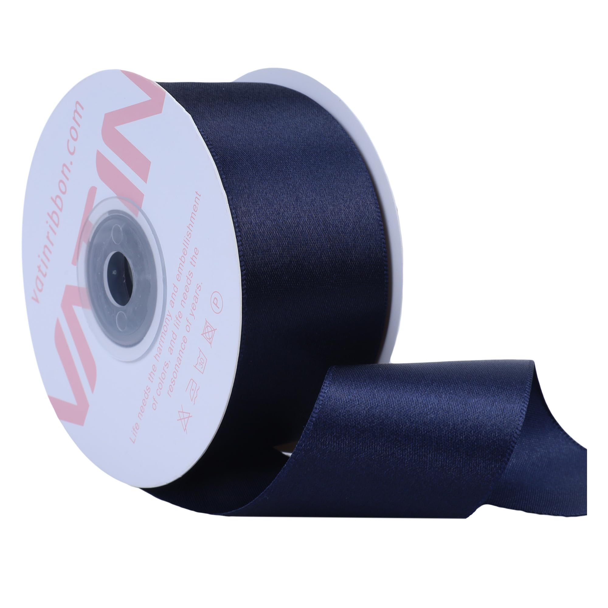 VATIN Navy Satin Ribbon Polyester 40mm X 23m(25 Yards) Craft Fabric Ribbon Perfect for Gift Wrapping,Hair Bow,Party Balloon Trimming, Cake Decoration Sewing and Other Craft Projects